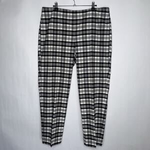 Talbots Women’s Tartan Plaid Ankle Pants Black White Size 12